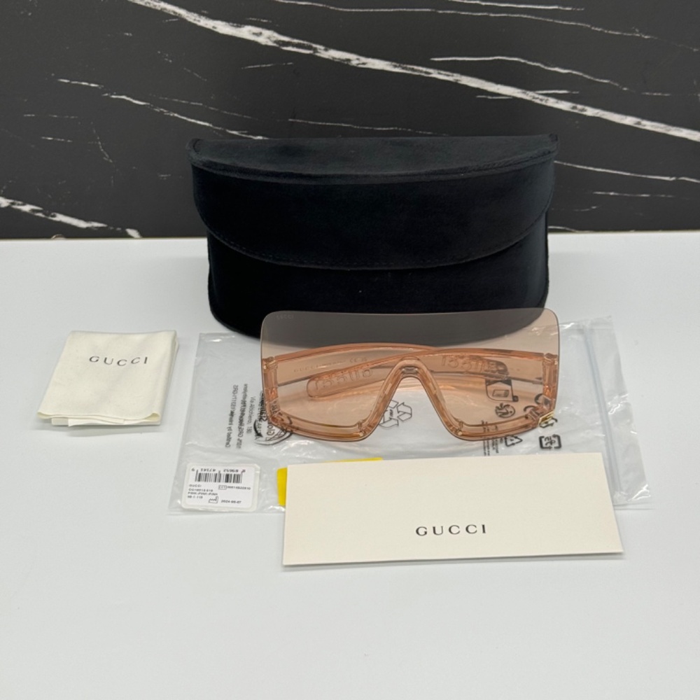 NEW GG1631S 010 GUCCI SUNGLASSES SHIELD CREAM EYEWEAR GUCCI MASK EYEWEAR - Picture 13 of 13